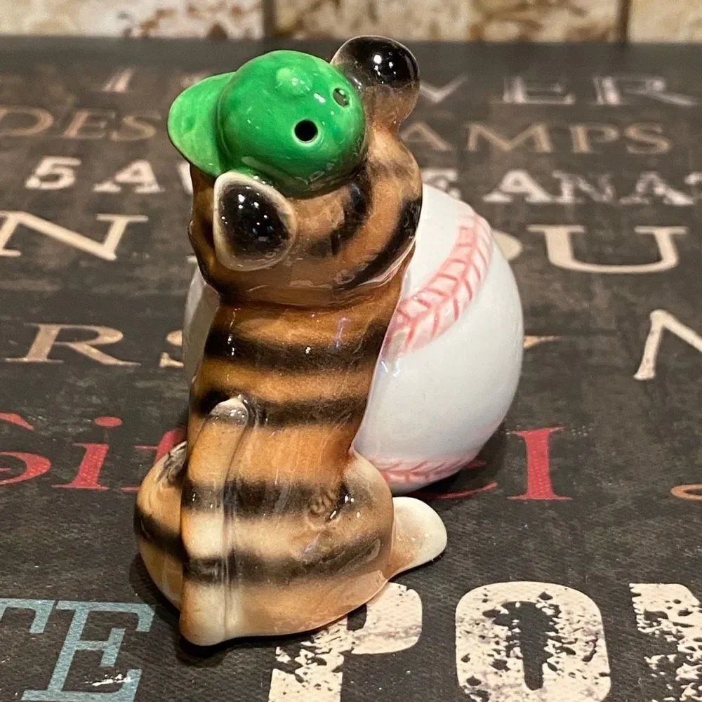 Lefton Tiger Baseball Anamorphic Salt Pepper Shakers